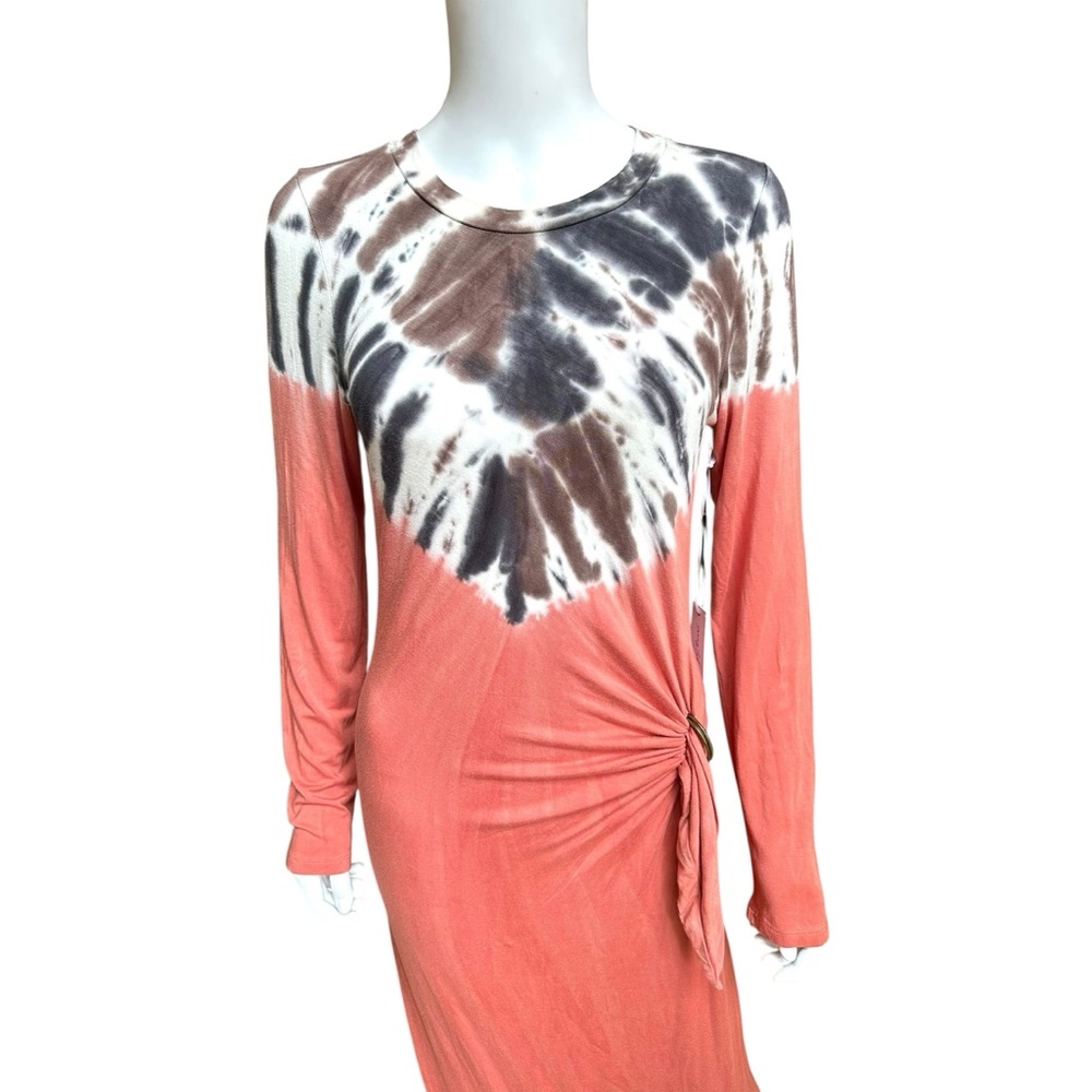 Young Fabulous & Broke Coral Tie Dye Knot Side Long Dress, NWT, M